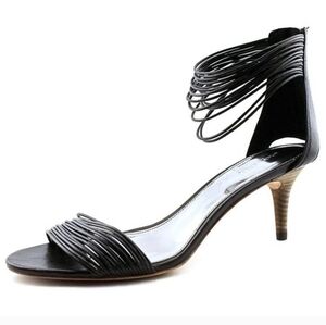 Coach Manya Leather Black Strappy Kitten Heels Womens Size 10